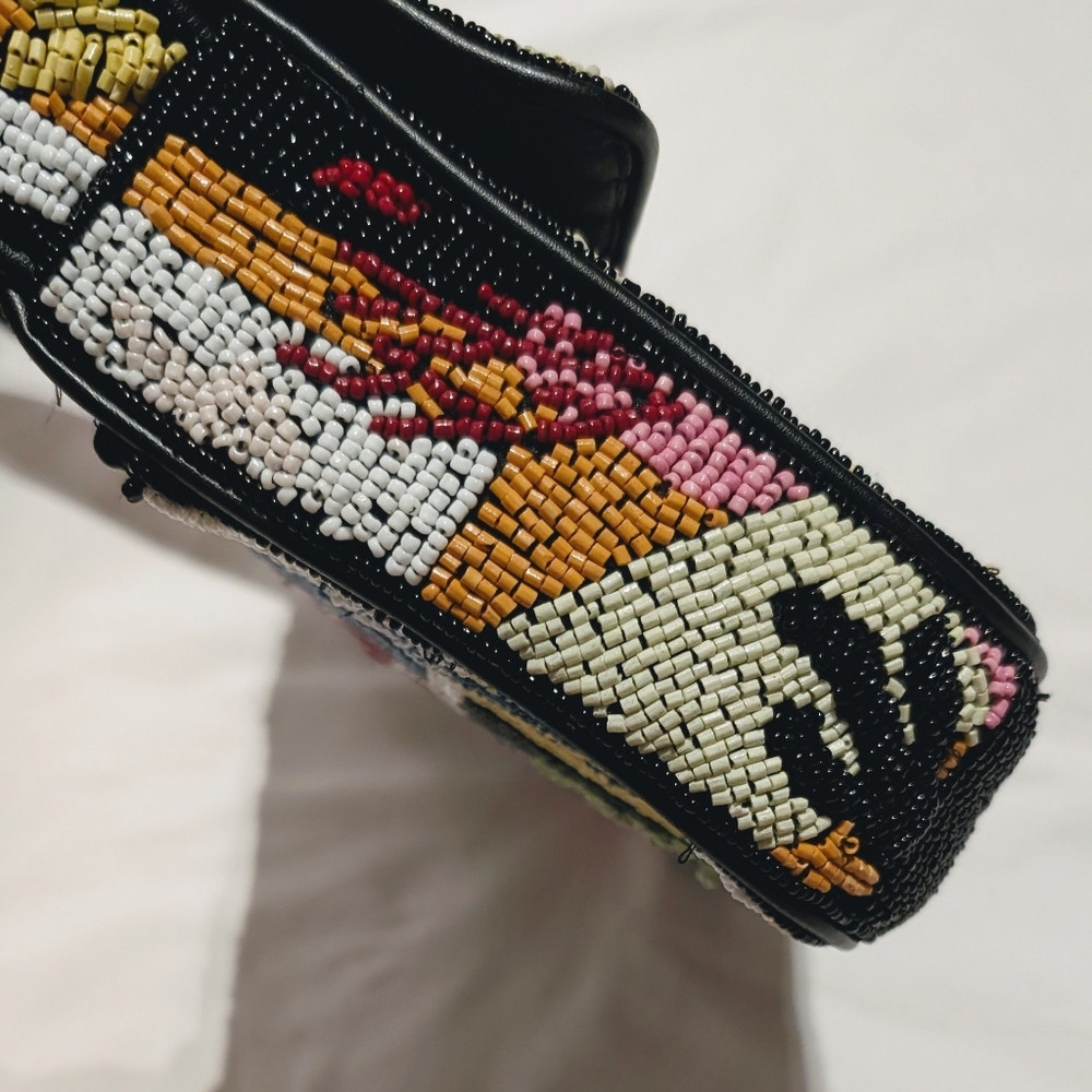 STAUD Tommy Beaded Bag in Coral Patchwork - Picture 6 of 13
